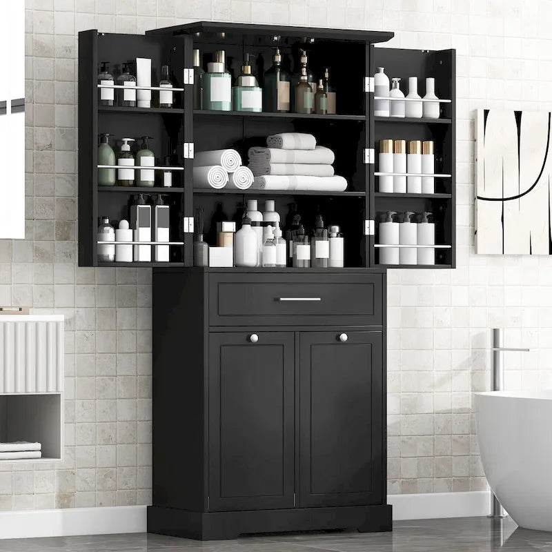 Versatile Freestanding Bathroom Cabinet with Multiple Compartments and Stylish Design