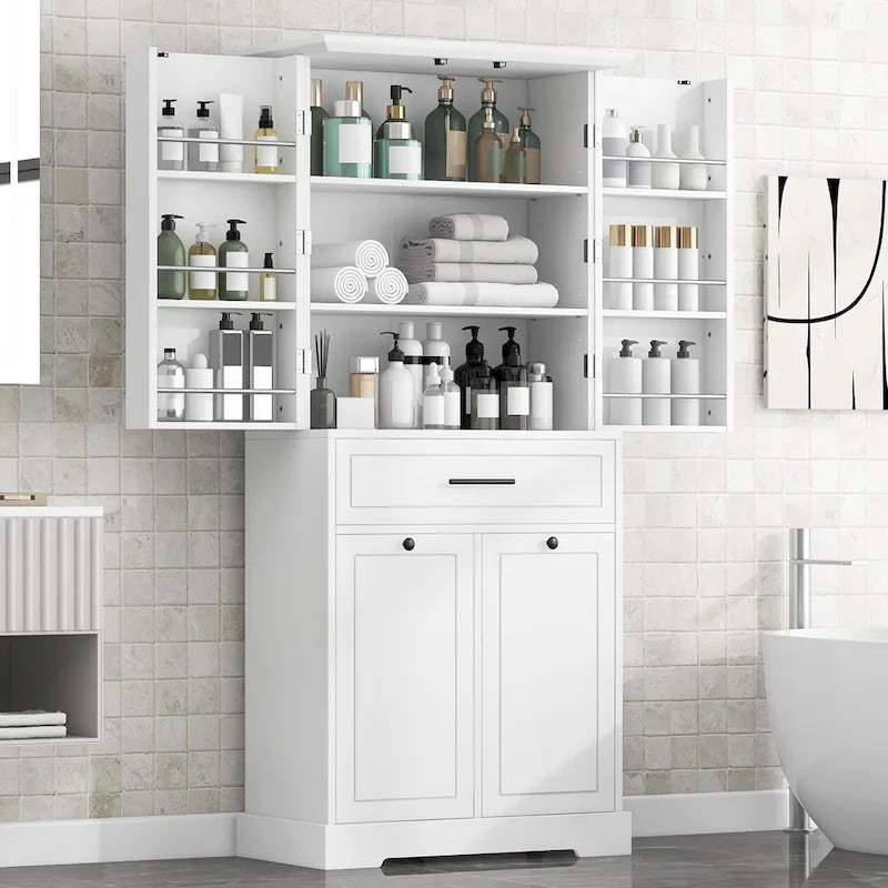 Versatile Freestanding Bathroom Cabinet with Multiple Compartments and Stylish Design