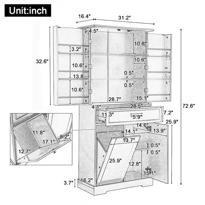 Versatile Freestanding Bathroom Cabinet with Multiple Compartments and Stylish Design