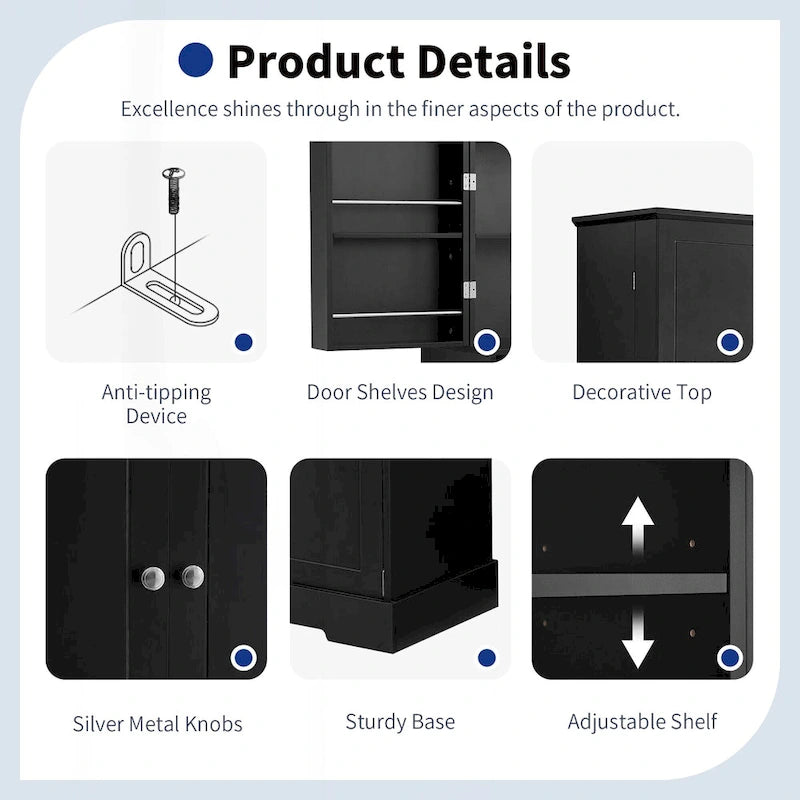 Versatile Freestanding Bathroom Cabinet with Multiple Compartments and Stylish Design