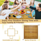Gymax 5 PCS Patio Dining Set Acacia Wood Table w/ 1.9 Umbrella Hole