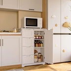 33 Kitchen Pantry Storage Cabinet , Freestanding Wooden Bathroom Storage Cabinet with 4 Drawers for Kitchen and Dining Room