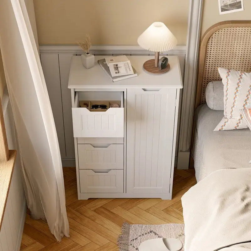 33 Kitchen Pantry Storage Cabinet , Freestanding Wooden Bathroom Storage Cabinet with 4 Drawers for Kitchen and Dining Room