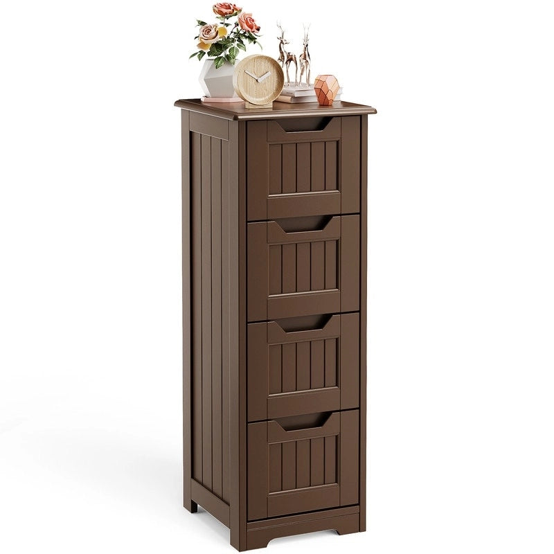 33 Kitchen Pantry Storage Cabinet , Freestanding Wooden Bathroom Storage Cabinet with 4 Drawers for Kitchen and Dining Room