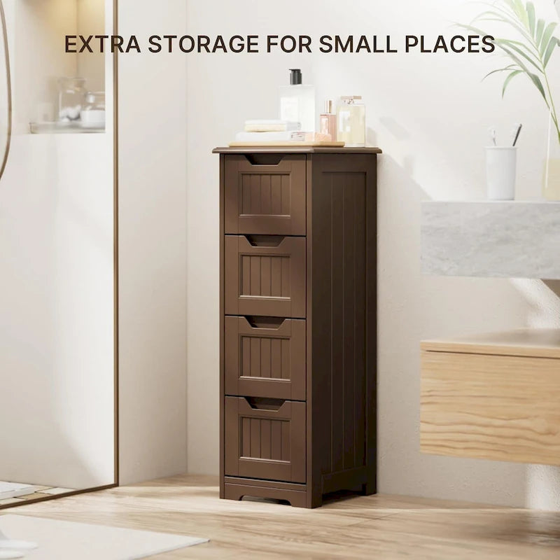 33 Kitchen Pantry Storage Cabinet , Freestanding Wooden Bathroom Storage Cabinet with 4 Drawers for Kitchen and Dining Room