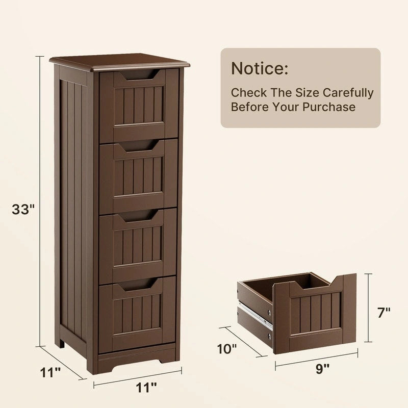 33 Kitchen Pantry Storage Cabinet , Freestanding Wooden Bathroom Storage Cabinet with 4 Drawers for Kitchen and Dining Room