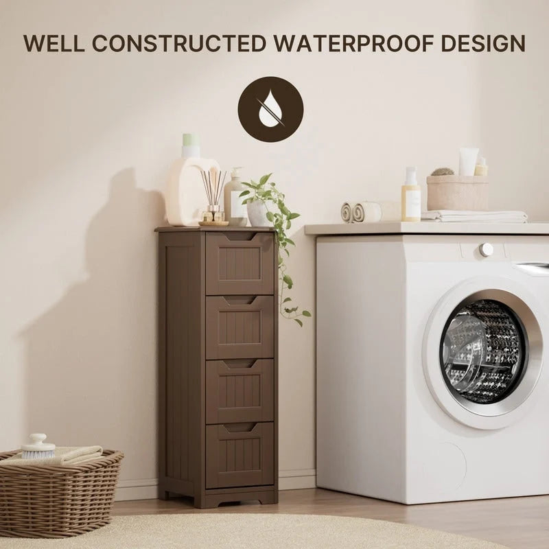 33 Kitchen Pantry Storage Cabinet , Freestanding Wooden Bathroom Storage Cabinet with 4 Drawers for Kitchen and Dining Room