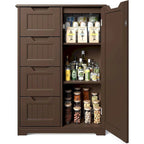 33 Kitchen Pantry Storage Cabinet , Freestanding Wooden Bathroom Storage Cabinet with 4 Drawers for Kitchen and Dining Room