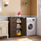 33 Kitchen Pantry Storage Cabinet , Freestanding Wooden Bathroom Storage Cabinet with 4 Drawers for Kitchen and Dining Room