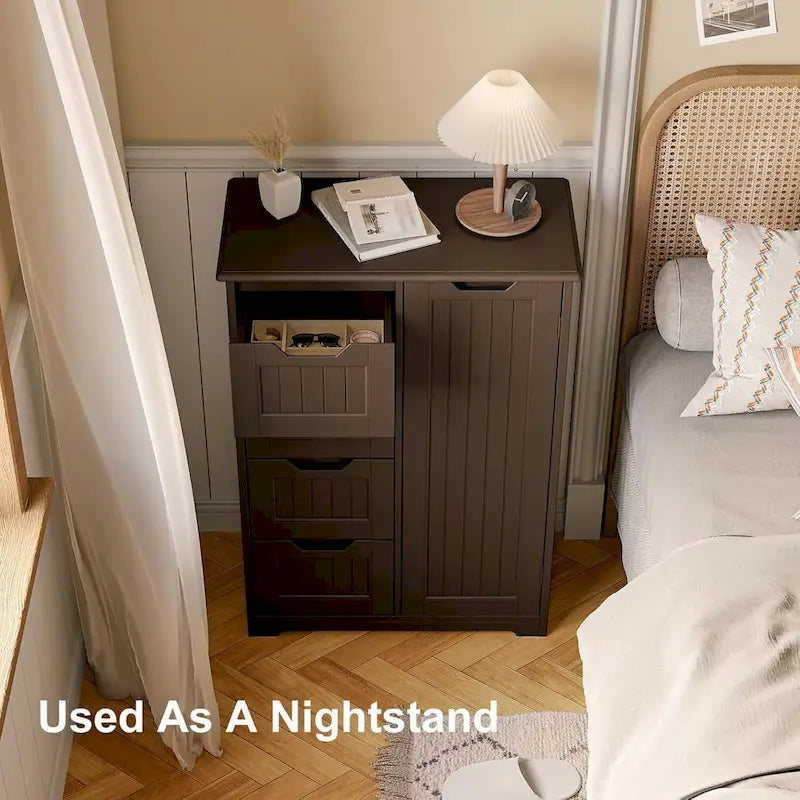 33 Kitchen Pantry Storage Cabinet , Freestanding Wooden Bathroom Storage Cabinet with 4 Drawers for Kitchen and Dining Room