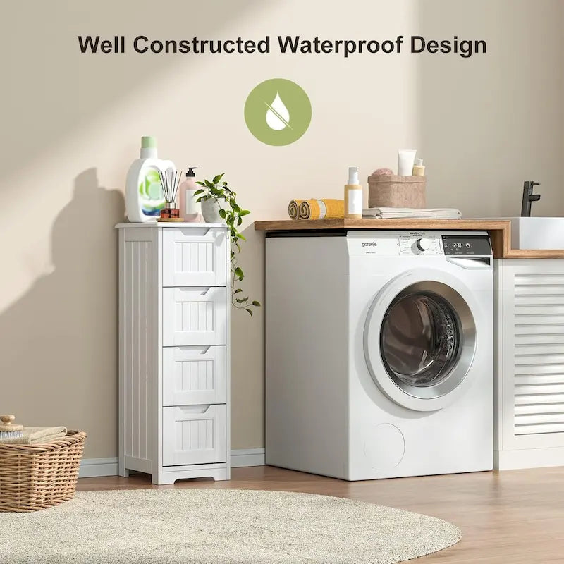 33 Kitchen Pantry Storage Cabinet , Freestanding Wooden Bathroom Storage Cabinet with 4 Drawers for Kitchen and Dining Room