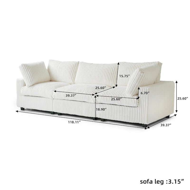 Soft Plush Modular Sectional Sofa Modern Upholstered Living Room Couch