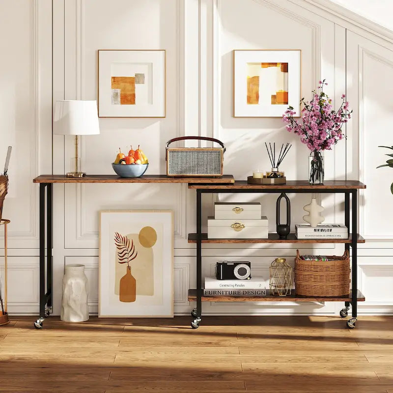 Gymax 360 Free Rotating Sofa Side Table Mobile L-shaped Laptop Table - See Details