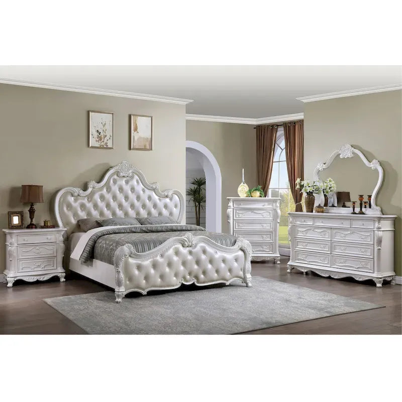 Furniture of America Eugene Traditional 6-Piece Solid Wood Panel Bedroom Set