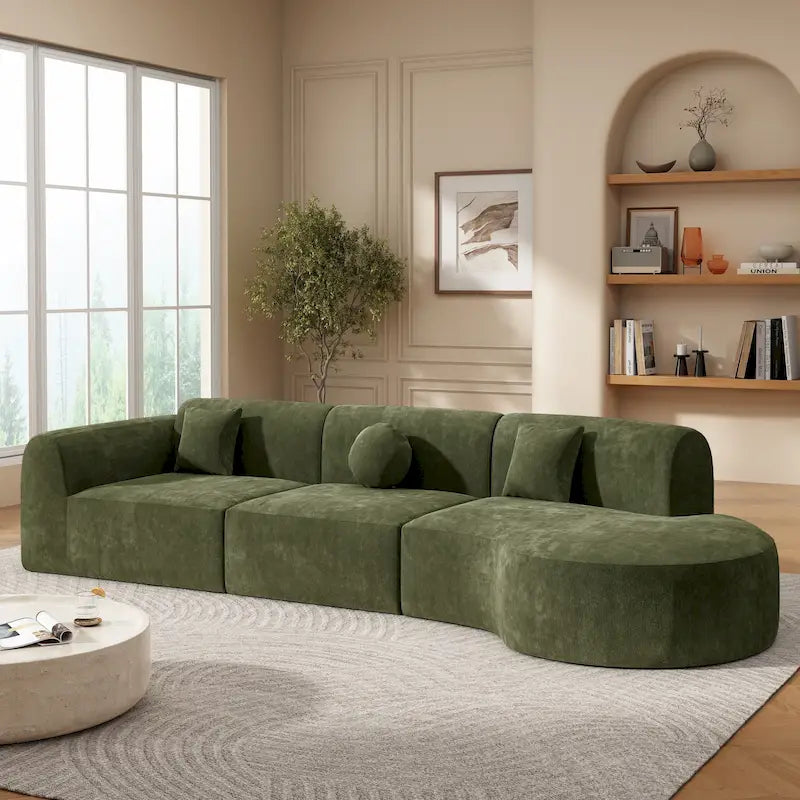 Christopher Knight Home- Buker Curved Polyester Sectional Sofa