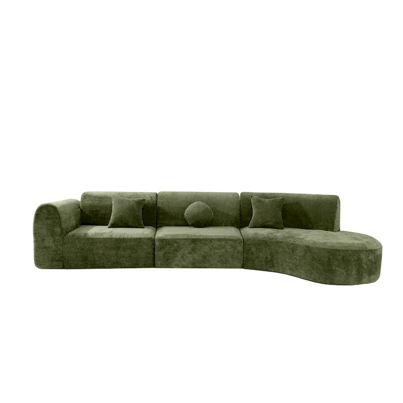Christopher Knight Home- Buker Curved Polyester Sectional Sofa