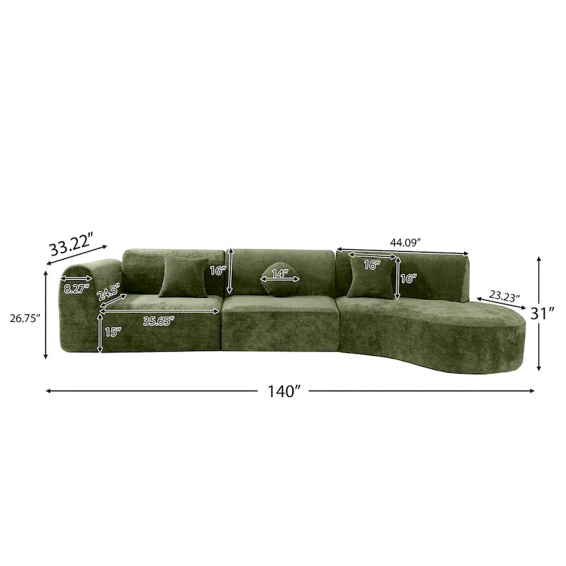 Christopher Knight Home- Buker Curved Polyester Sectional Sofa