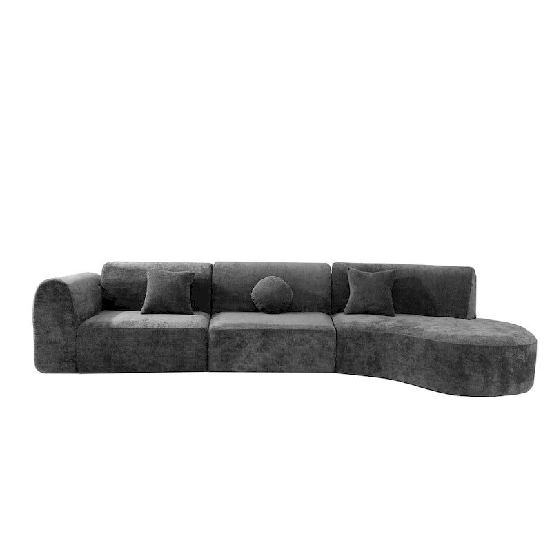 Christopher Knight Home- Buker Curved Polyester Sectional Sofa