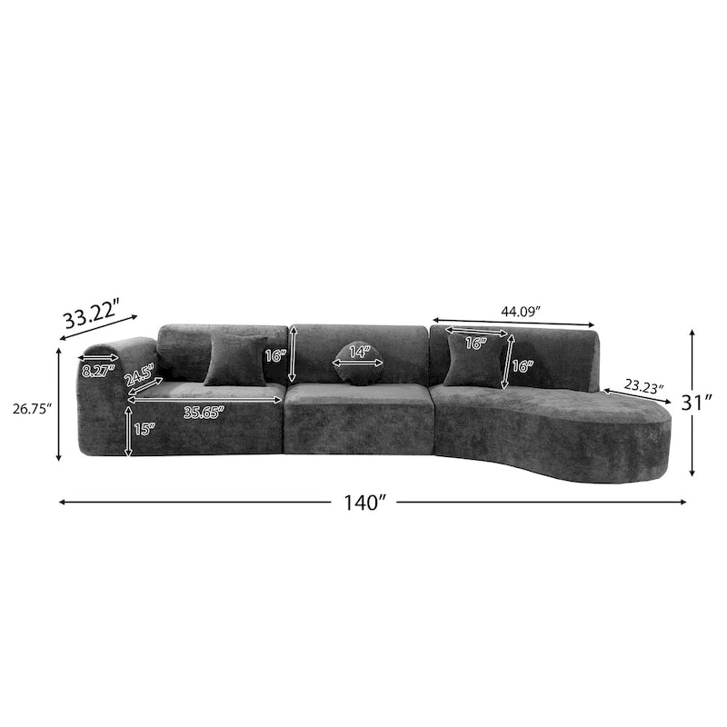 Christopher Knight Home- Buker Curved Polyester Sectional Sofa