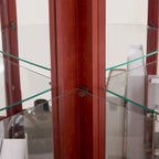 Lighted Corner Curio Cabinet with Tempered Glass Doors & Shelves - Elegant Cherry Display Case with Bulb