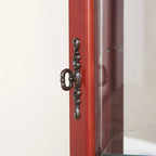 Lighted Corner Curio Cabinet with Tempered Glass Doors & Shelves - Elegant Cherry Display Case with Bulb