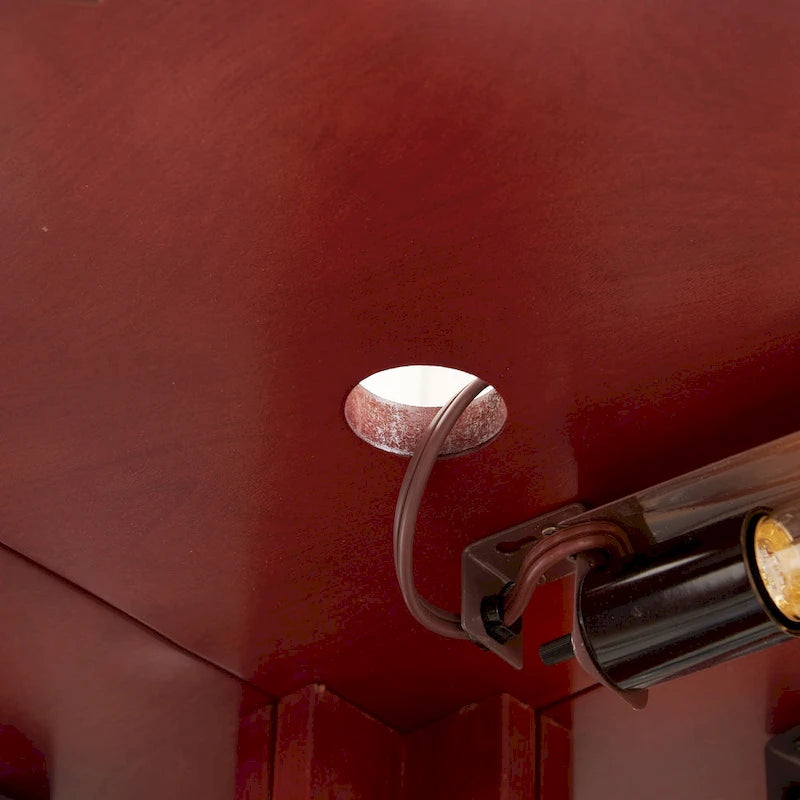 Lighted Corner Curio Cabinet with Tempered Glass Doors & Shelves - Elegant Cherry Display Case with Bulb