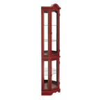 Lighted Corner Curio Cabinet with Tempered Glass Doors & Shelves - Elegant Cherry Display Case with Bulb