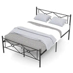Gymax Full/Queen Size Metal Platform Bed Frame w/ Headboard Mattress