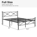 Gymax Full/Queen Size Metal Platform Bed Frame w/ Headboard Mattress