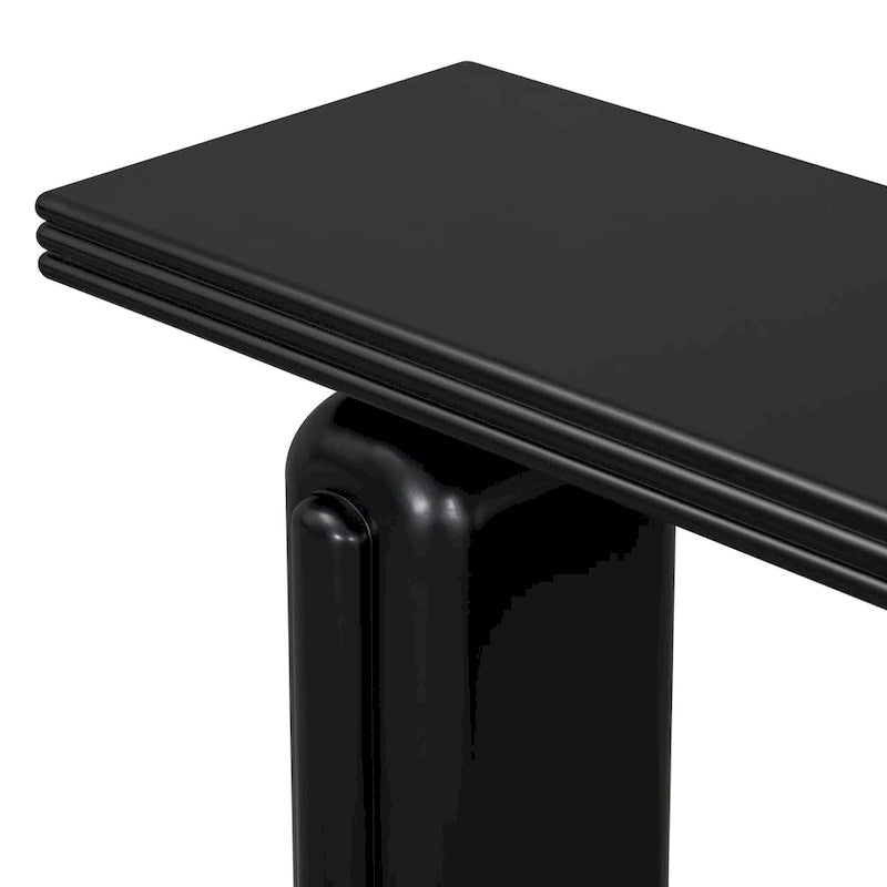 60 Acacia Wood Curved Veneer Console Table - Minimalist Design with Solid Wood Legs