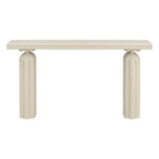 60 Acacia Wood Curved Veneer Console Table - Minimalist Design with Solid Wood Legs