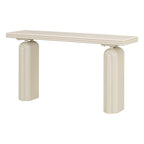 60 Acacia Wood Curved Veneer Console Table - Minimalist Design with Solid Wood Legs