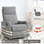 360 Swivel Rocker Recliner Chair with Massage and Lumbar Heating