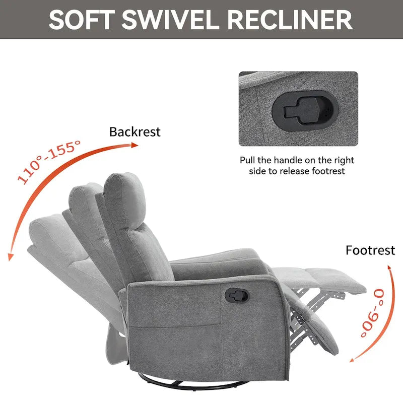 360 Swivel Rocker Recliner Chair with Massage and Lumbar Heating
