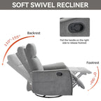 360 Swivel Rocker Recliner Chair with Massage and Lumbar Heating