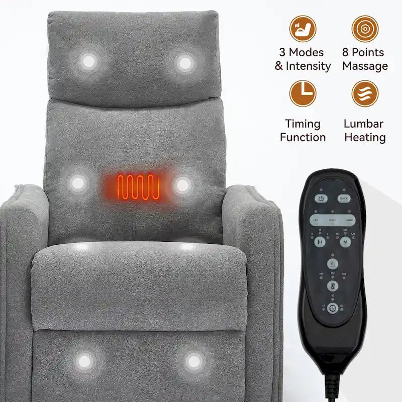 360 Swivel Rocker Recliner Chair with Massage and Lumbar Heating