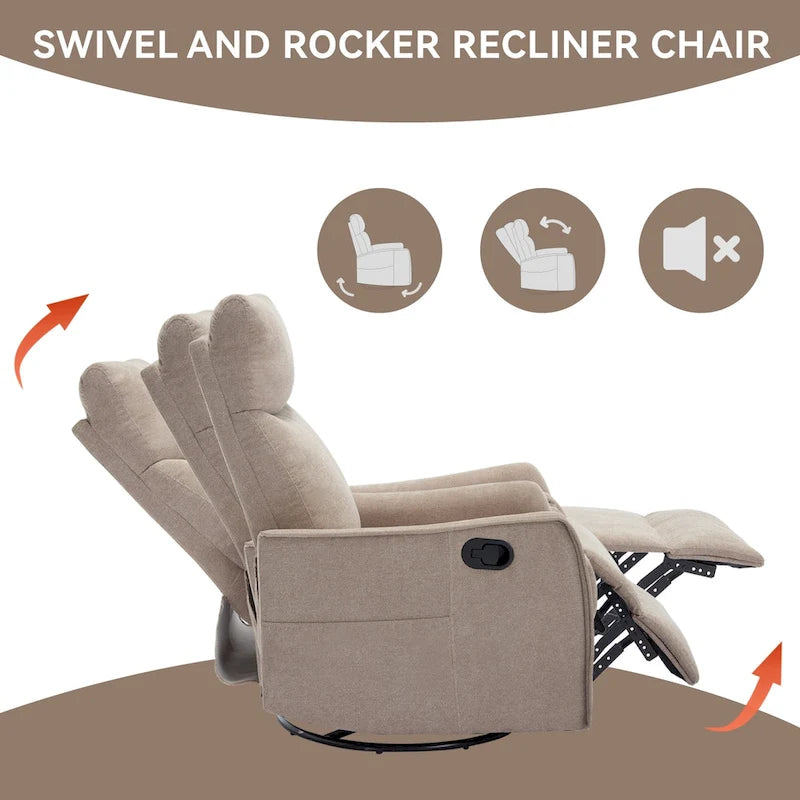 360 Swivel Rocker Recliner Chair with Massage and Lumbar Heating