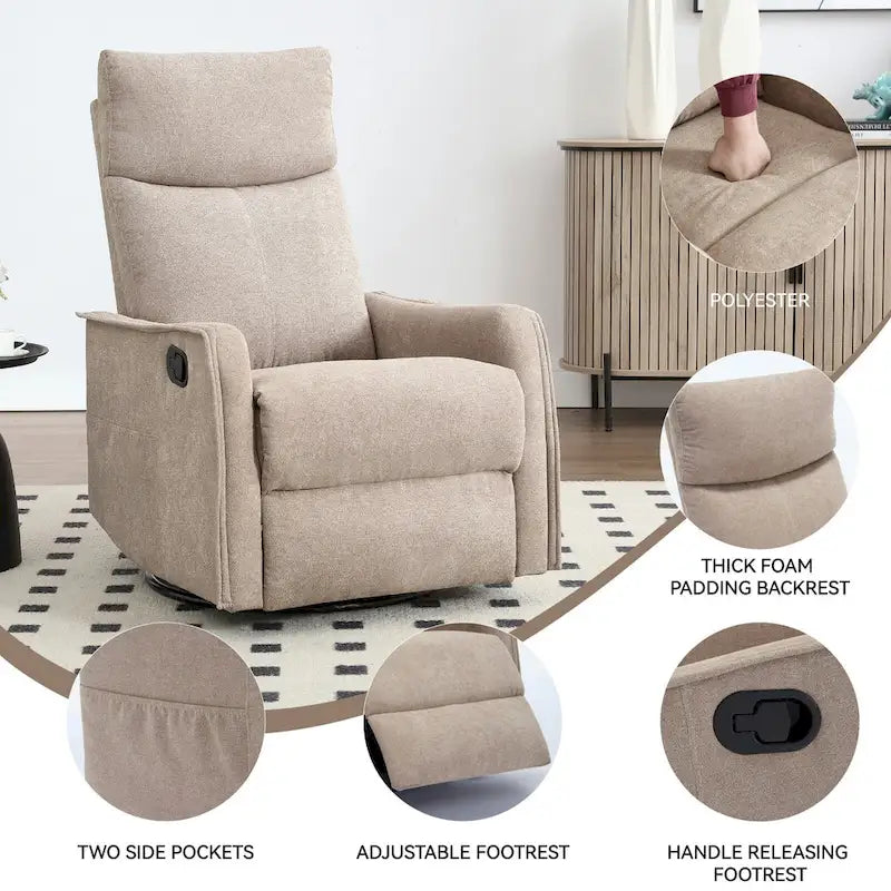 360 Swivel Rocker Recliner Chair with Massage and Lumbar Heating