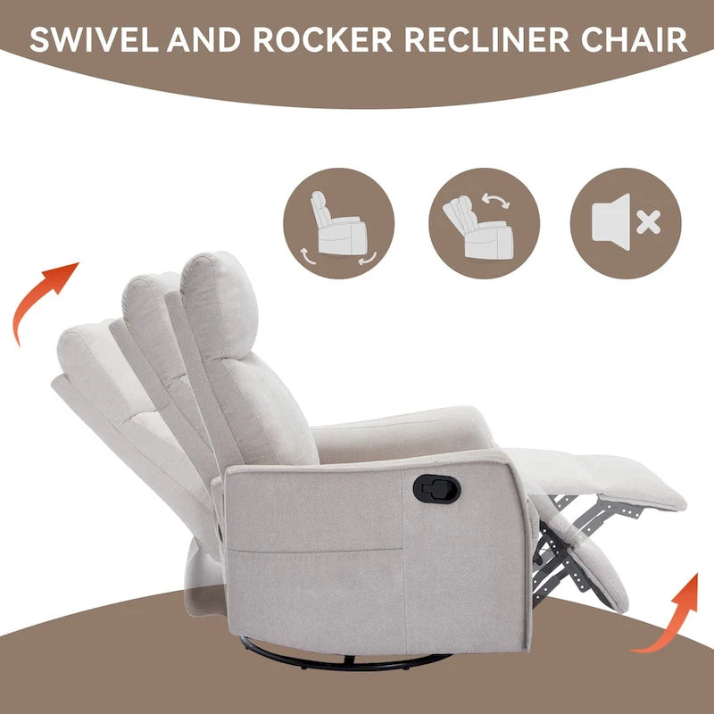 360 Swivel Rocker Recliner Chair with Massage and Lumbar Heating