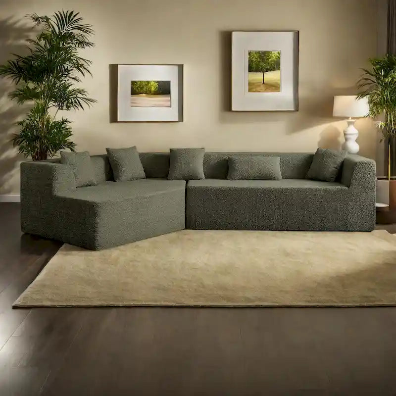 127.5Polyester Modular Sectional Cloud Couch with Deep Seat, No Assembly Required, and Modern Minimalist Design