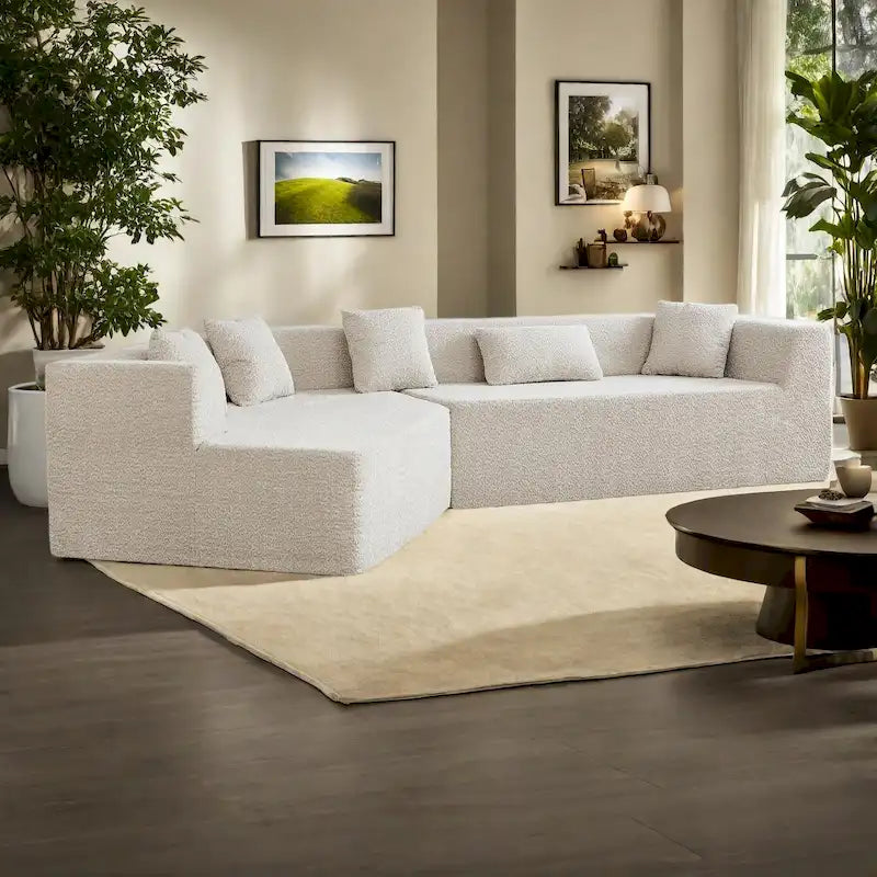 127.5Polyester Modular Sectional Cloud Couch with Deep Seat, No Assembly Required, and Modern Minimalist Design