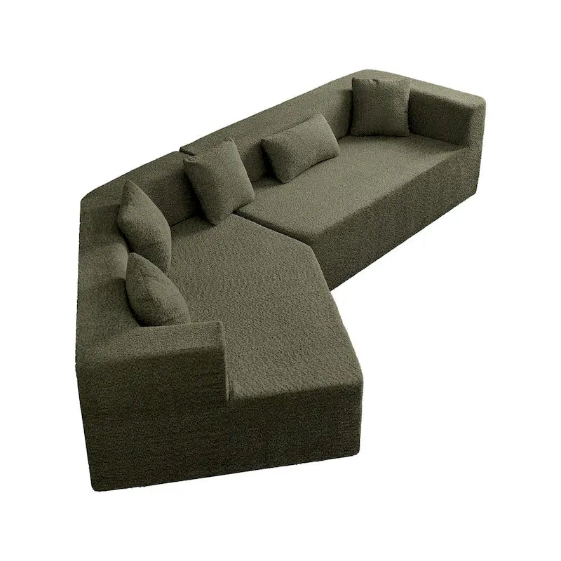 127.5Polyester Modular Sectional Cloud Couch with Deep Seat, No Assembly Required, and Modern Minimalist Design
