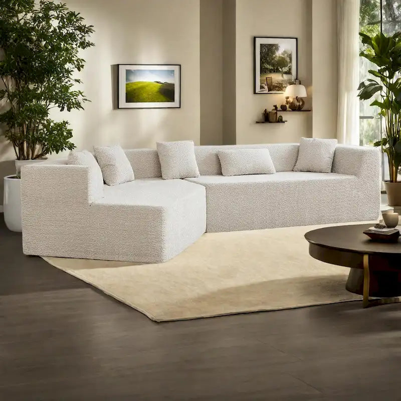 127.5Polyester Modular Sectional Cloud Couch with Deep Seat, No Assembly Required, and Modern Minimalist Design