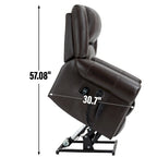 Brown Genuine Leather Power Lift Recliner with Dual Motor