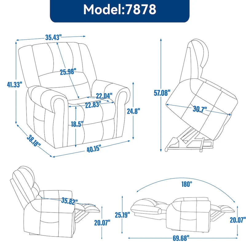 Brown Genuine Leather Power Lift Recliner with Dual Motor