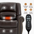 Brown Genuine Leather Power Lift Recliner with Dual Motor