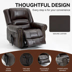 Brown Genuine Leather Power Lift Recliner with Dual Motor