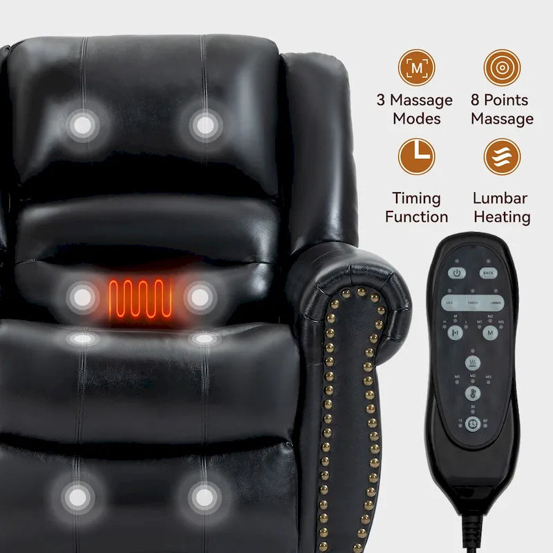 Brown Genuine Leather Power Lift Recliner with Dual Motor