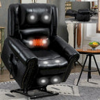 Brown Genuine Leather Power Lift Recliner with Dual Motor