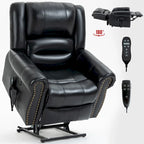 Brown Genuine Leather Power Lift Recliner with Dual Motor